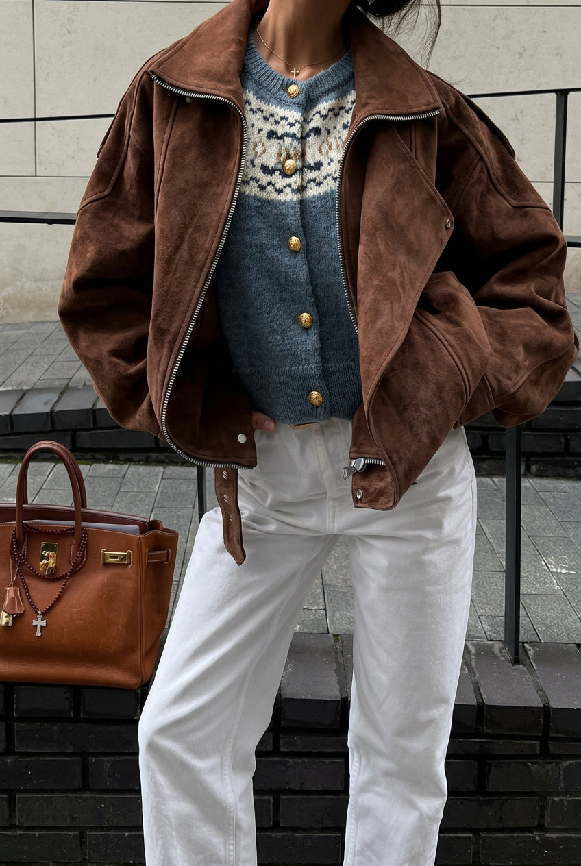 Bomber Camurça estilo Retrô